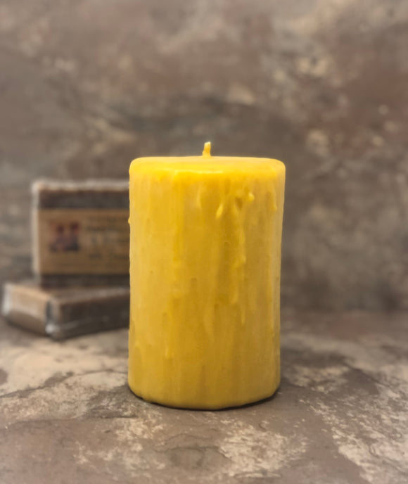 Beeswax Pillar Candle - Drip Effect Overlay